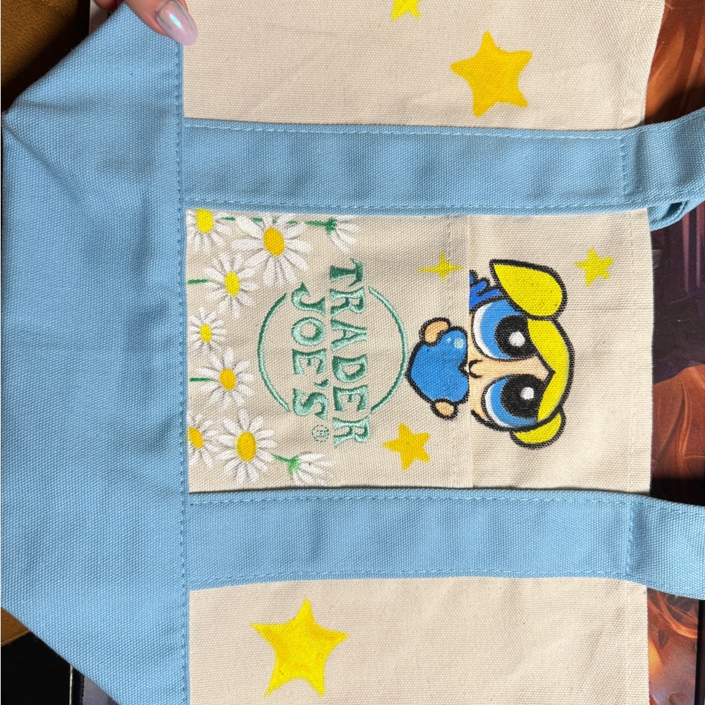 Trade Joe mini blueTote Bag - puff girls bubble version